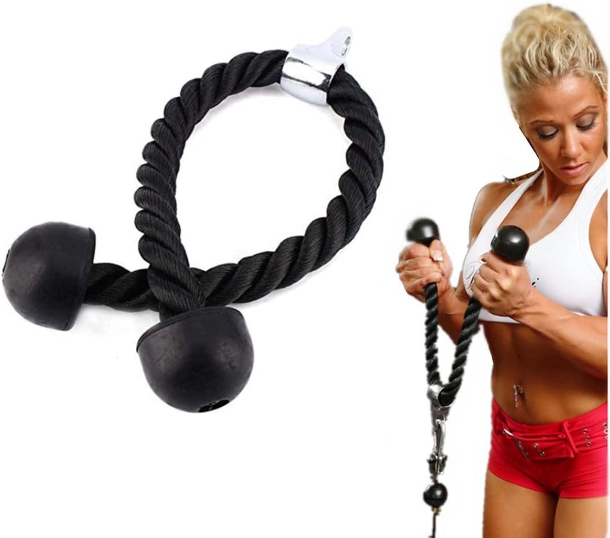 Nylon Tricep Rope voor Triceps Training, Fitness Accessoires voor Kabeltoren, 70 cm, Ideaal voor Krachttraining en Workout Grips