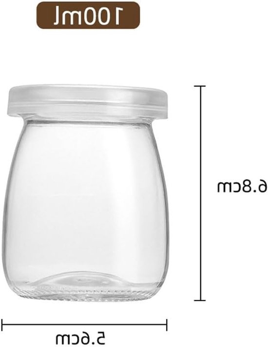Set van 6 glazen yoghurtpotjes van 100ml met deksel, ideaal voor pudding, desserts en snacks — afbeelding 5