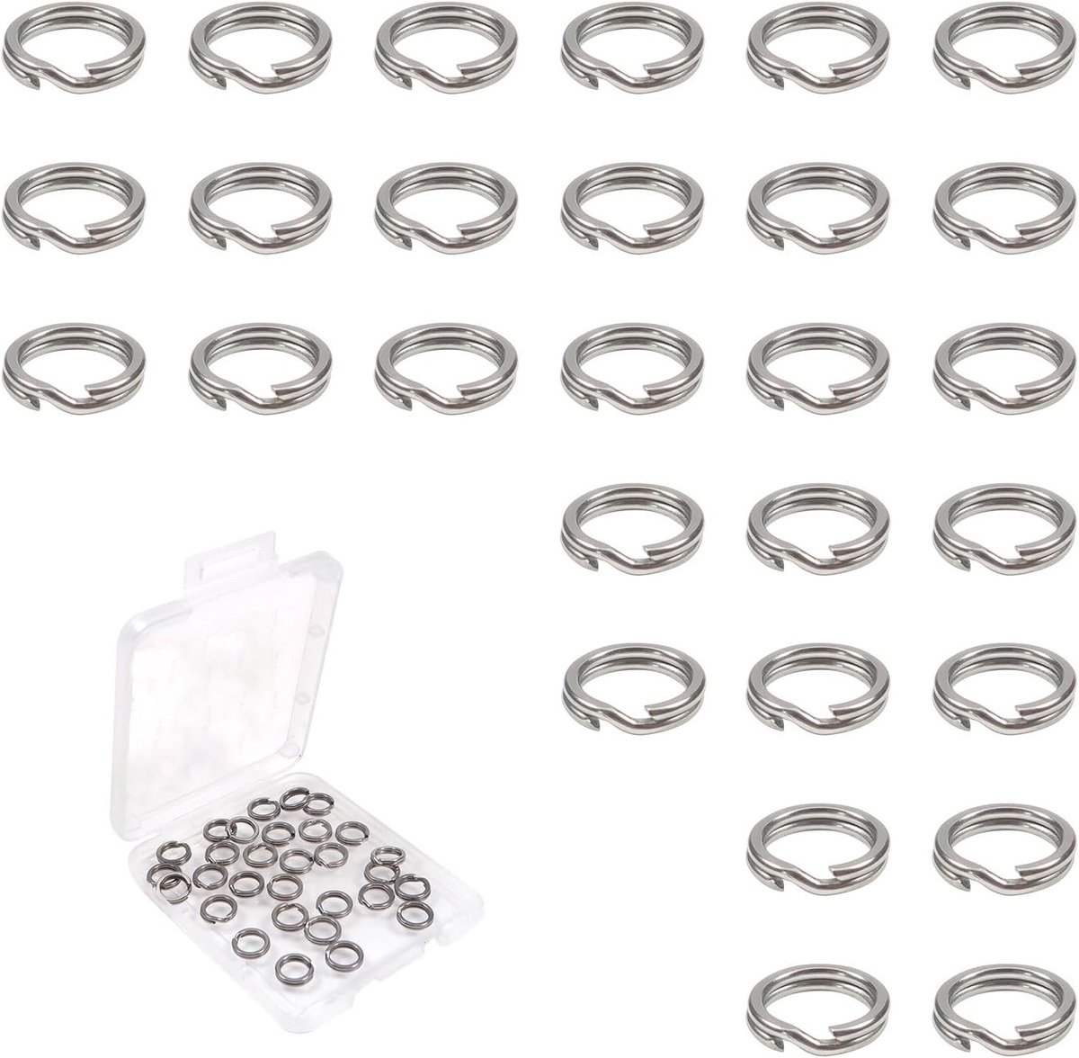 30 Stuks Sleutelhangers Splitringen Dubbele Lussen Ronde RVS Open Bending Ringen voor DIY Sieraden, Kettingen en Hengels