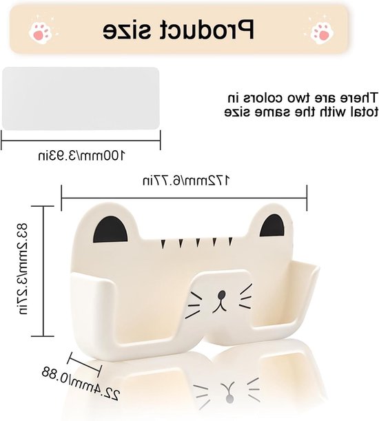 Praktische brillenhouder voor in de auto, 2 stuks, schattige kattenstijl, zonder boren, ideaal voor zonnebrillen en leesbrillen — afbeelding 5