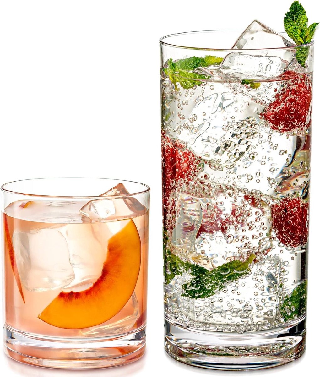 Drinkglazen Acryl - Plastic Tumblers - Buiten Dineren - Onbreekbaar - Set van 16 - Transparant