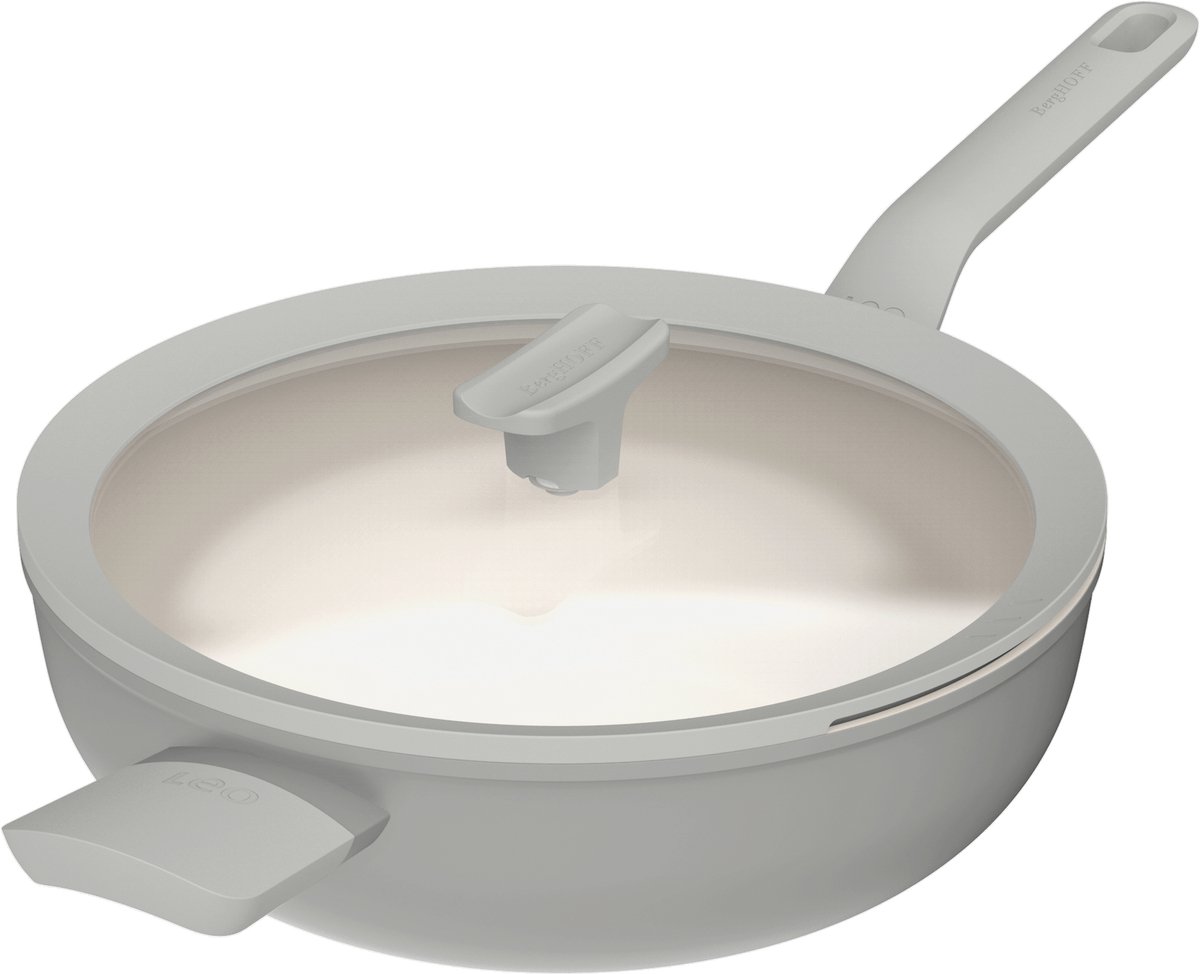 LEO Wokpan antikleef met deksel Balance Moonmist - Ø 32cm - Grijs - PFAS-vrij