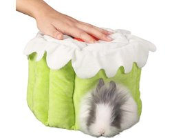 Konijnenhuis Chinchilla - Knaagdier Nest - Dierenverblijf Inrichten - Vochtwerende Voering - 30 x 30 x 15 cm - Grijs