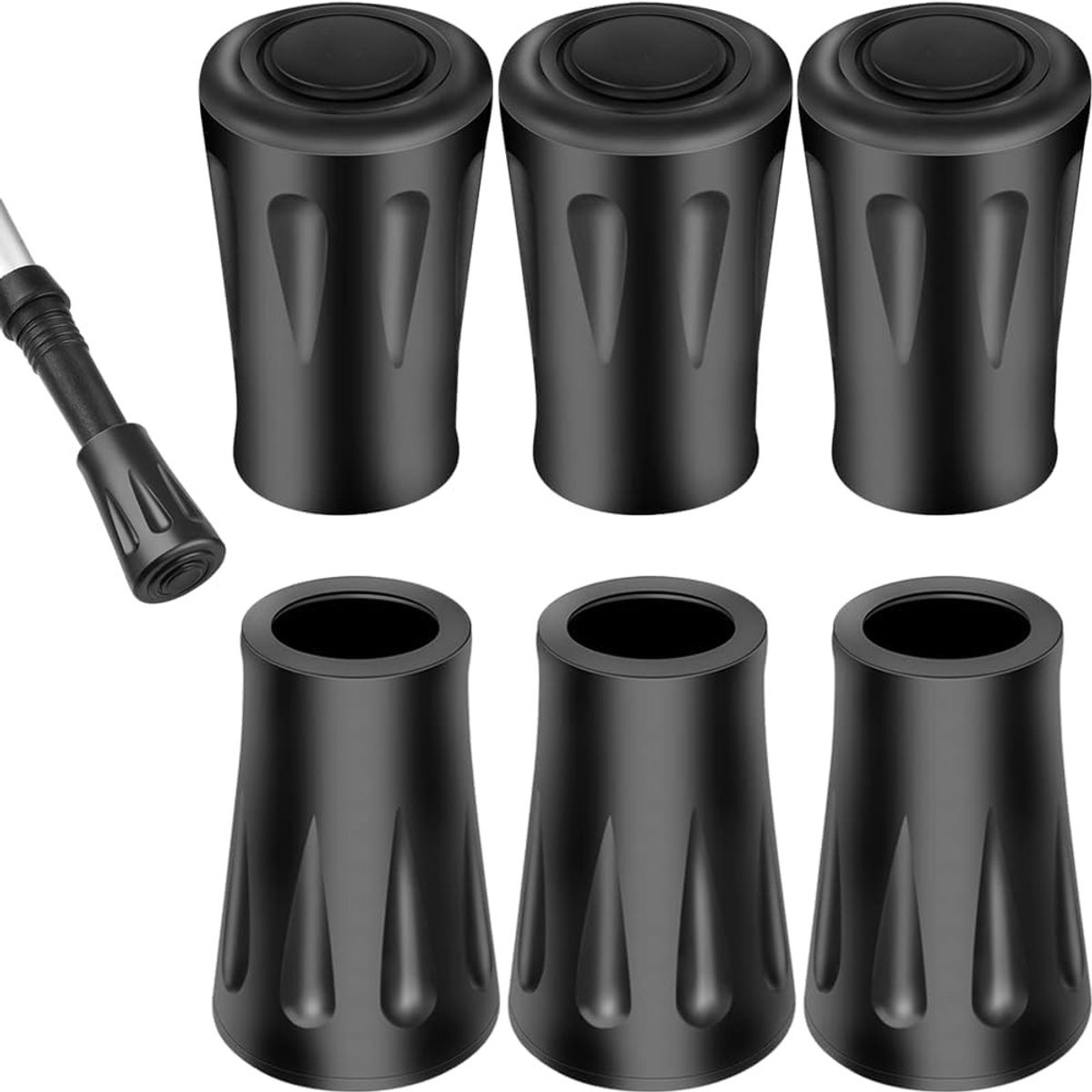 Set van 6 Vervangende Rubber Tips voor Wandelstokken en Trekkingstokken - Bescherming en Grip voor Diverse Stokken