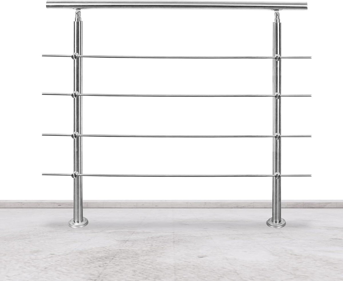 RVS Trapleuning - Balustrade Hekwerk - Veilig Traplopen - Vier Dwarsbalken - 100 cm - Geborsteld