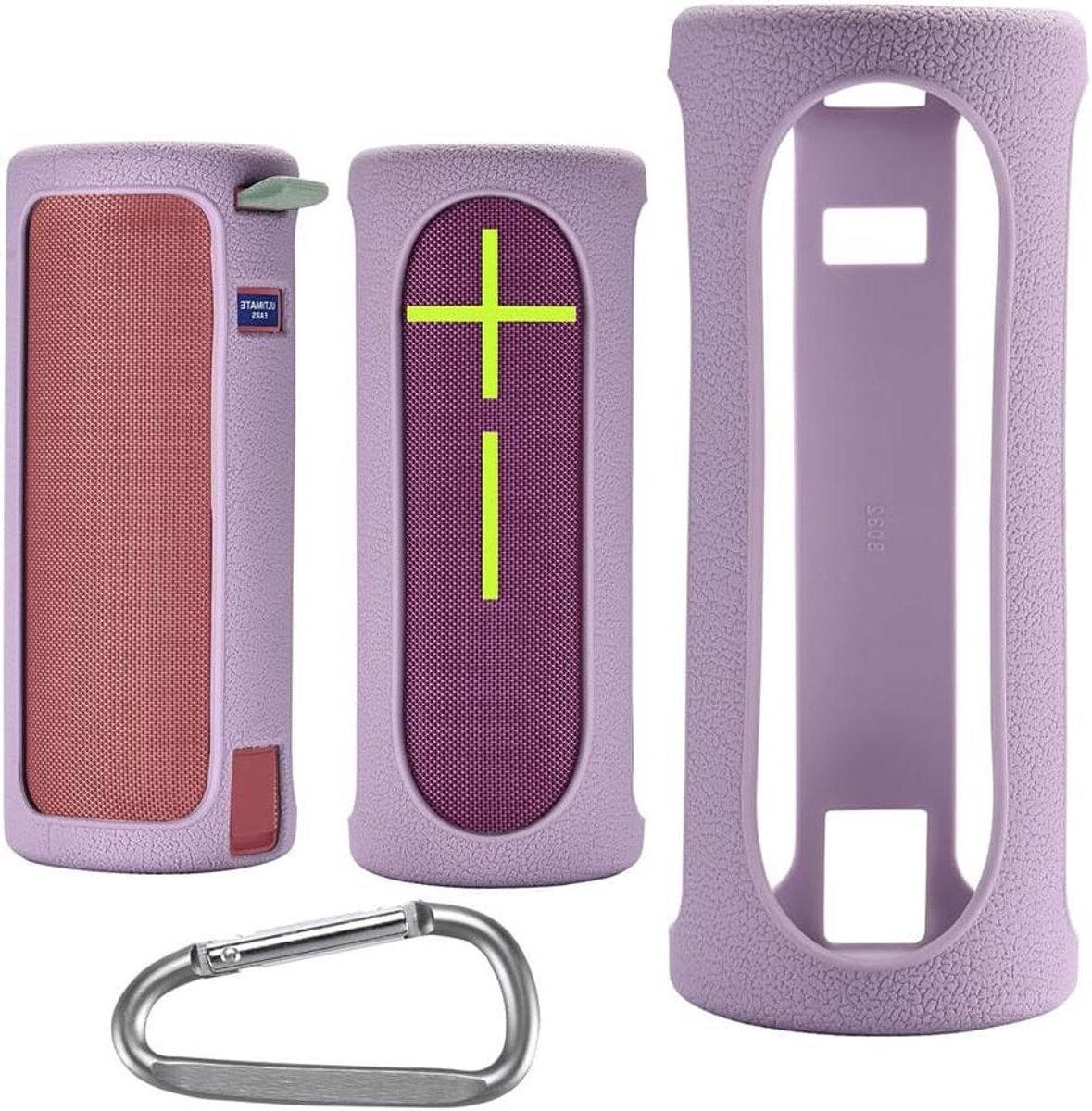 Siliconen hoesje - Beschermhoes speaker - Draagbare audio - Met metalen gesp - 190*78*78mm - Paars