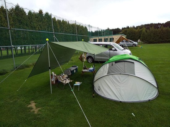 Buitentent met zonnescherm - Campingluifel - Tentdoek - Buitenzeil - Waterdicht grondzeil - Multifunctioneel - Geschikt voor buitenactiviteiten zoals kamperen en wandelen - 300 cm x 300 cm - Groen — afbeelding 3