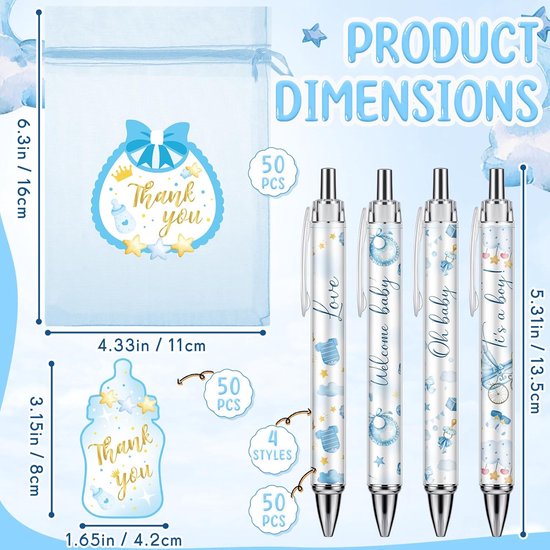 Babyshower Bedankjes - Cadeautjes Gasten - Feestelijke Gelegenheid - Complete Set - 50 Stuks - Blauw — afbeelding 4