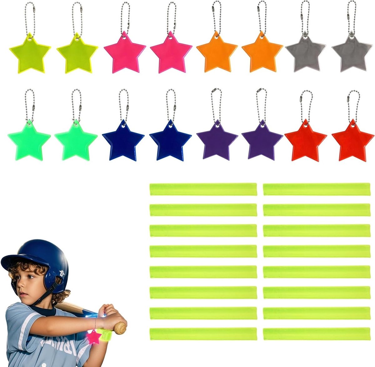 Kleurige Reflecterende Stickers voor Fietspaken - Hoogzichtbare Veiligheidsarmbanden en Reflecterende Bandjes voor Fiets en Wandelen - 36 Stuks Inclusief Click Bracelets