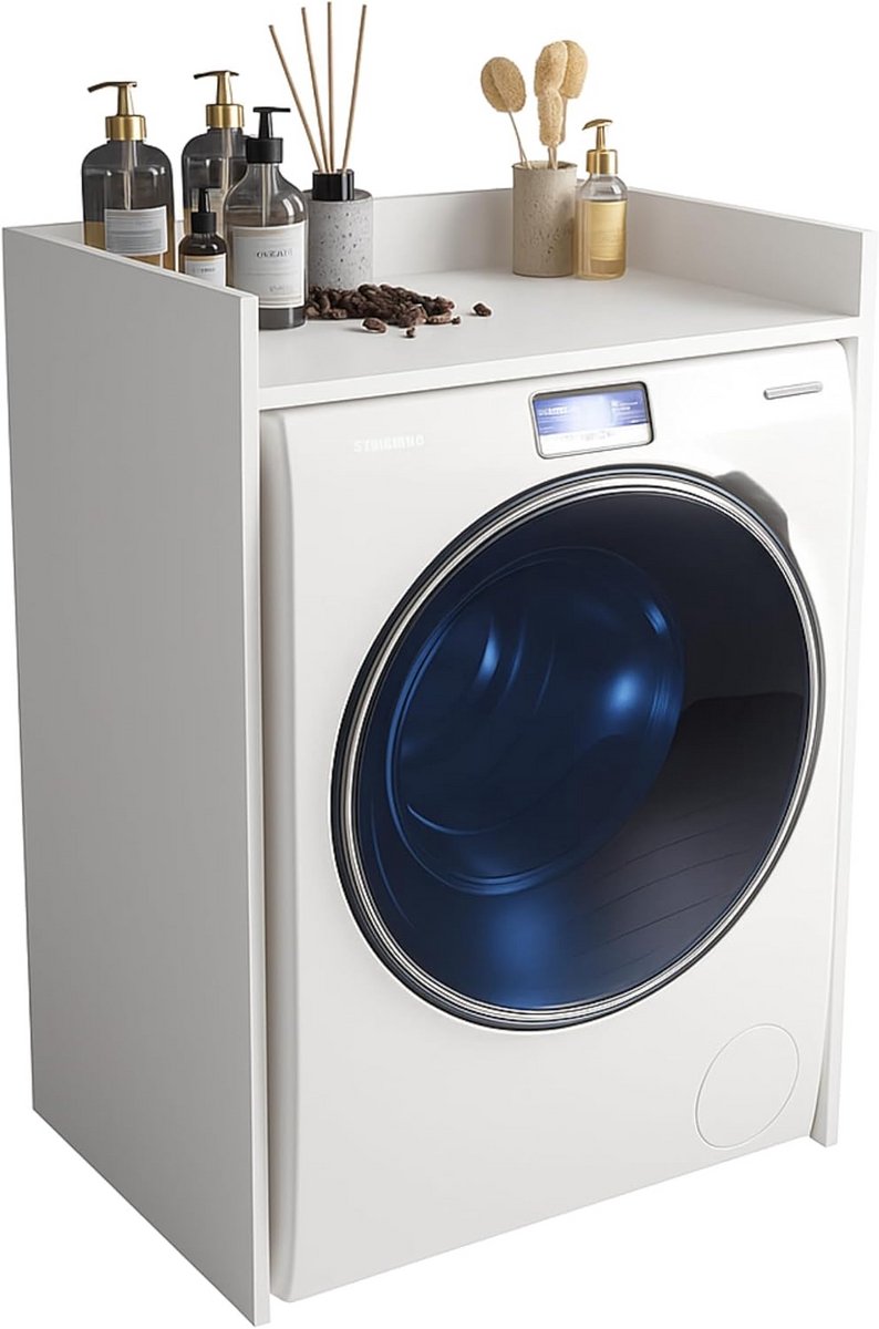 Wasmachine Ombouw - Opbouwmeubel - Kast Wasdroger - Meubel - zwart