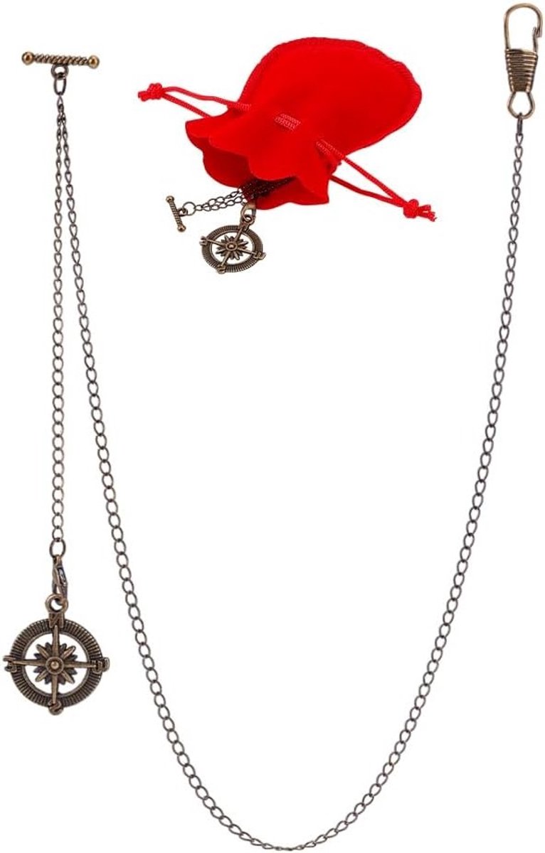Stijlvolle Pocket Watch Ketting met Albert Chain, T-Bar en Kreeftsluiting voor Mannen - Perfect voor Accessoires en Cadeaus
