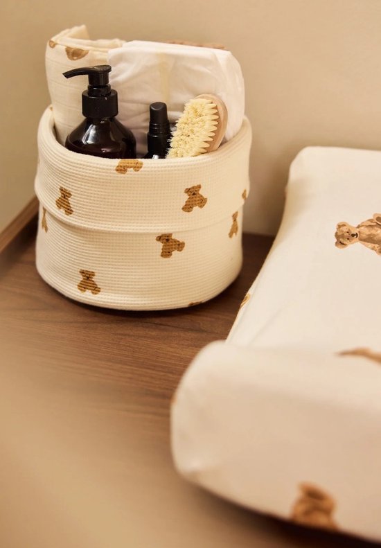 Jollein Commode Mandje - Mini Teddy Bear - Little Waffle - Ø19 cm — afbeelding 5