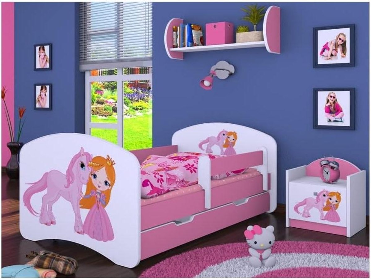 Kinderbed met Matras - Peuterbed Meisjes - Veilig Slapen - Afgeronde Randen - 160x80 cm - Roze