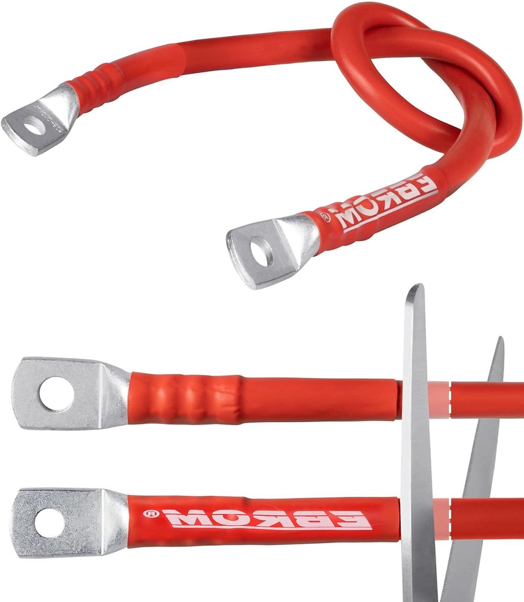Batterijkabel Rood - Accukabel Flexibel - Stroom Verbinding - Voorgemonteerd Ringoog - 70 mm² - Rood
