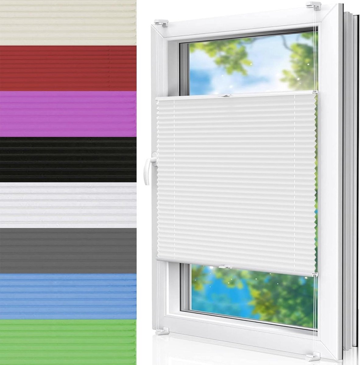 Geplooide jaloezieën - Raambekleding - Lichtregulatie - Zonder boren te monteren - 100 x 1