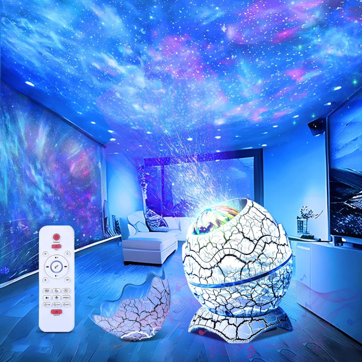 HEZIVO® Sterren galaxy projector - Sterrenhemel projector - Star Sky light projector - 14 Kleuren - Met Muziekspeler en Timer