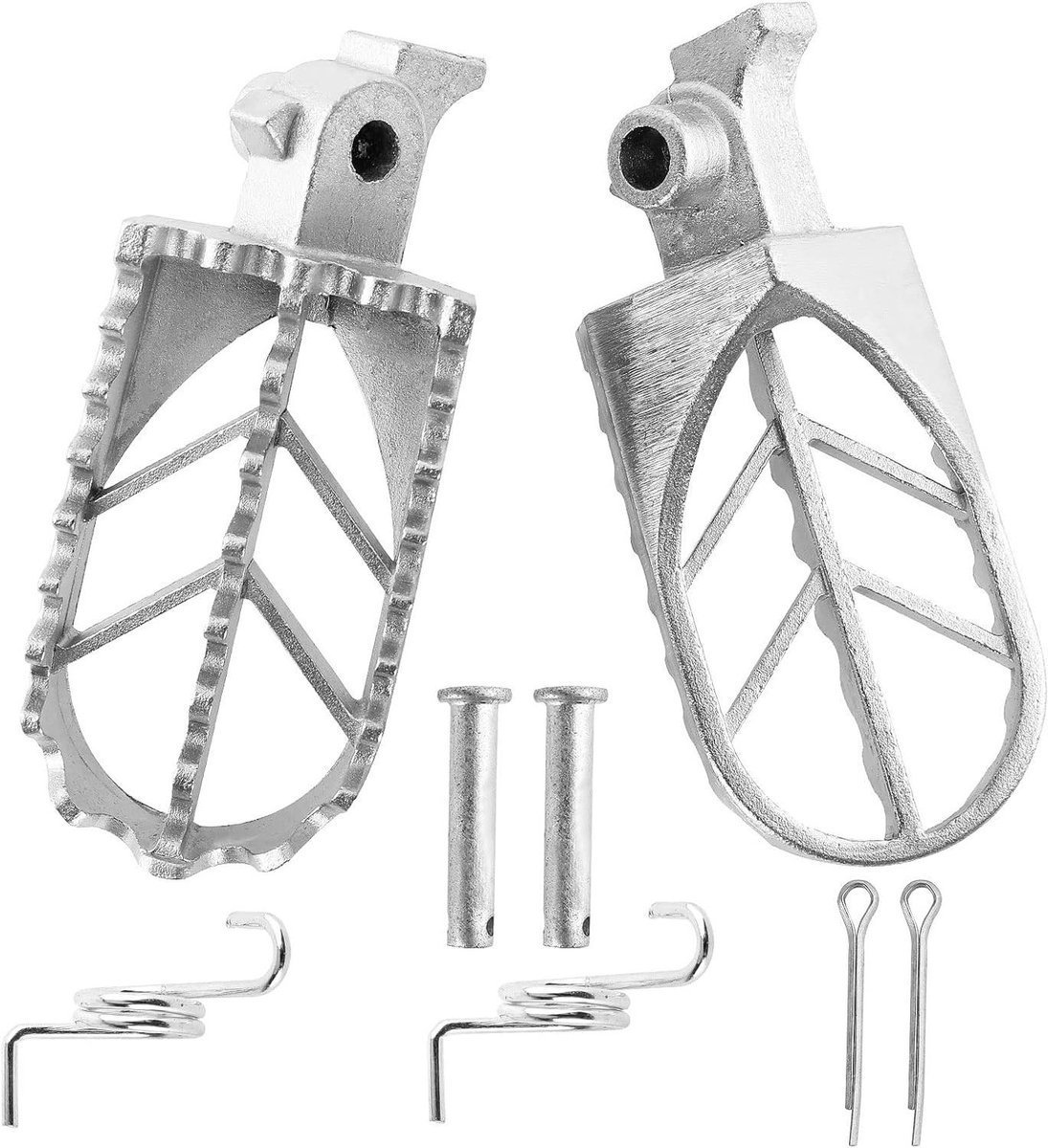 Voetsteunen Motor - Motoronderdelen Set - Crossmotor Rijden - Roestvrij Staal - 116 mm Lengte - Zilver