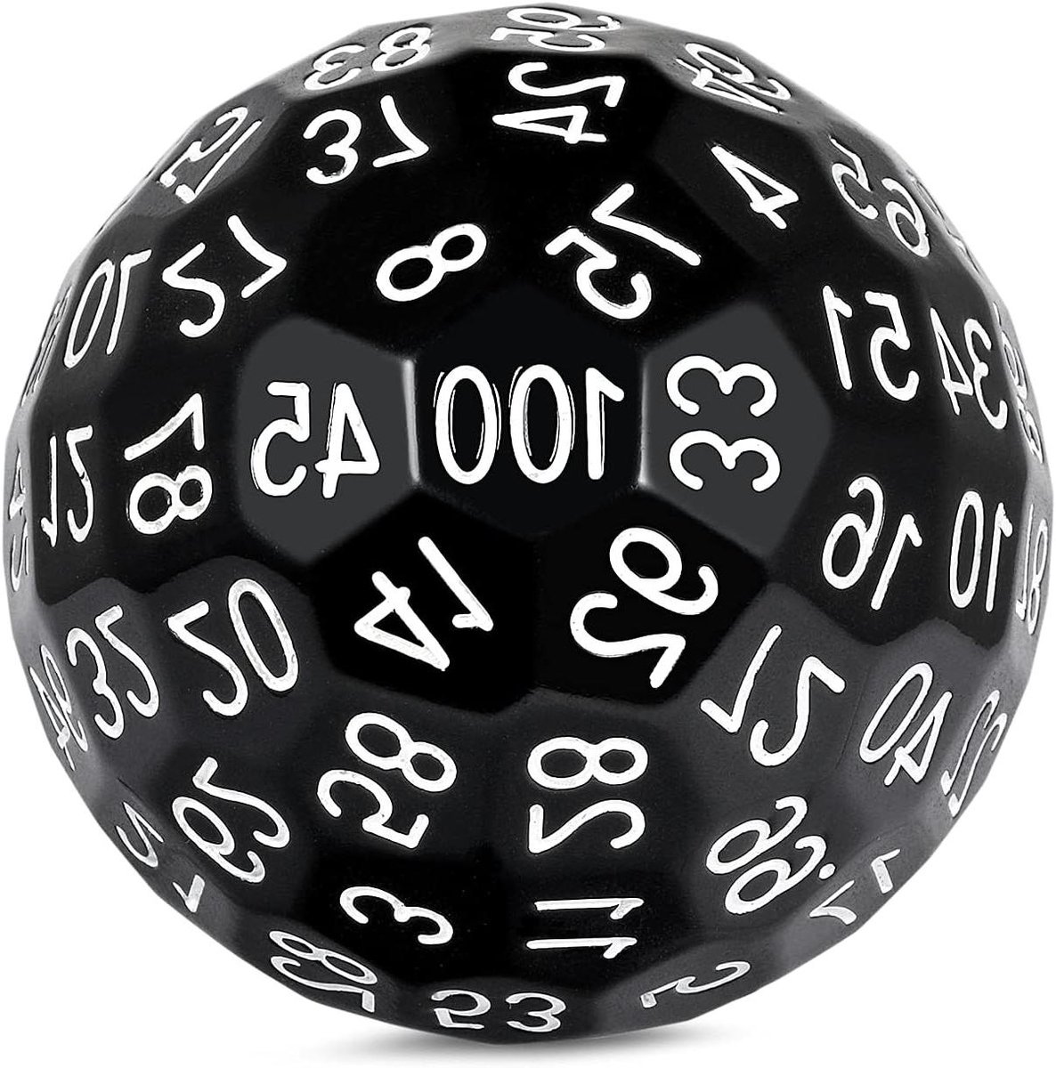 Honderd Zijdige Dobbelsteen - RPG Dobbelsteen - Spelavonden Organiseren - Transparante Opbergzak - 55 mm Diameter - Zwart Wit