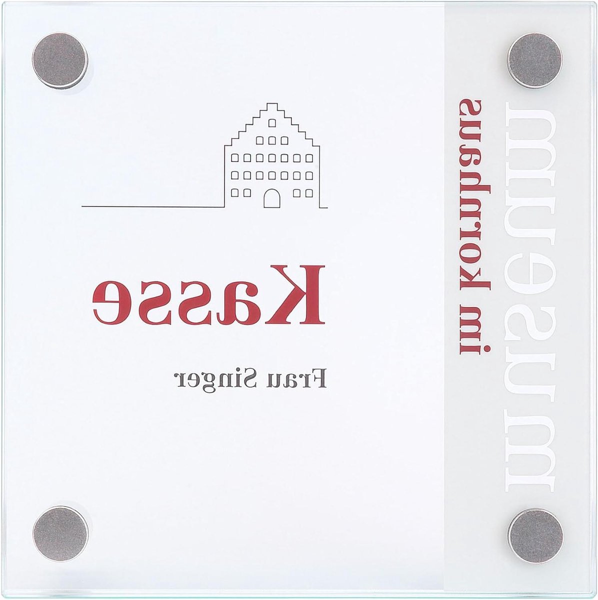 Glazen Deurbord - Naamplaat Kantoor - Informatie Tonen - Sandwich Constructie - 150x150mm - Zilverkleurig