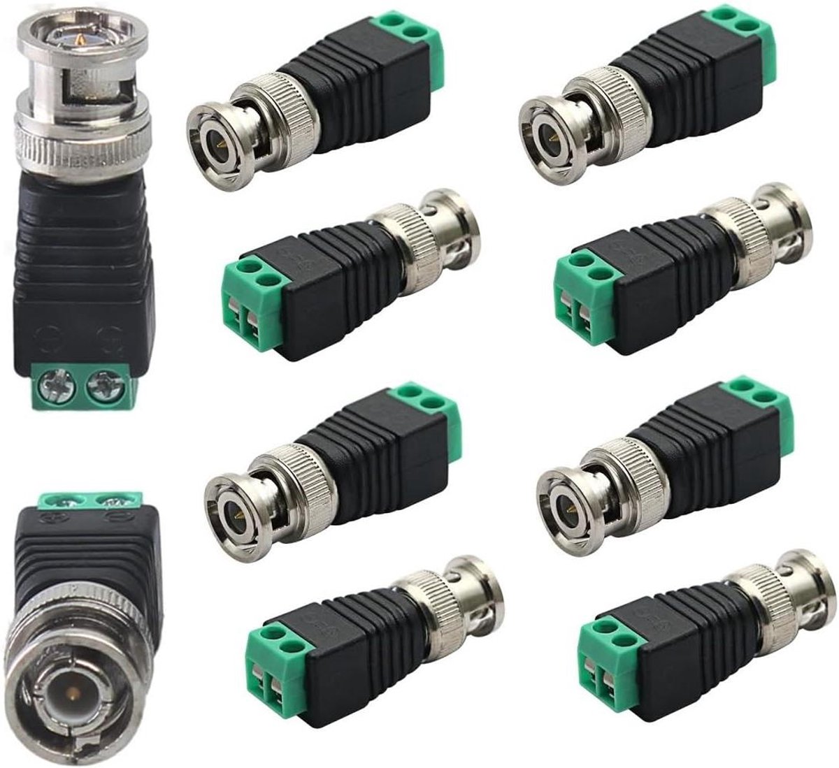 Schroef Terminal Camera Connectoren - BNC Video Balun - Beveiligingscamera Installatie - Geen Soldeerwerk Nodig - 10 Stuks - Zilver