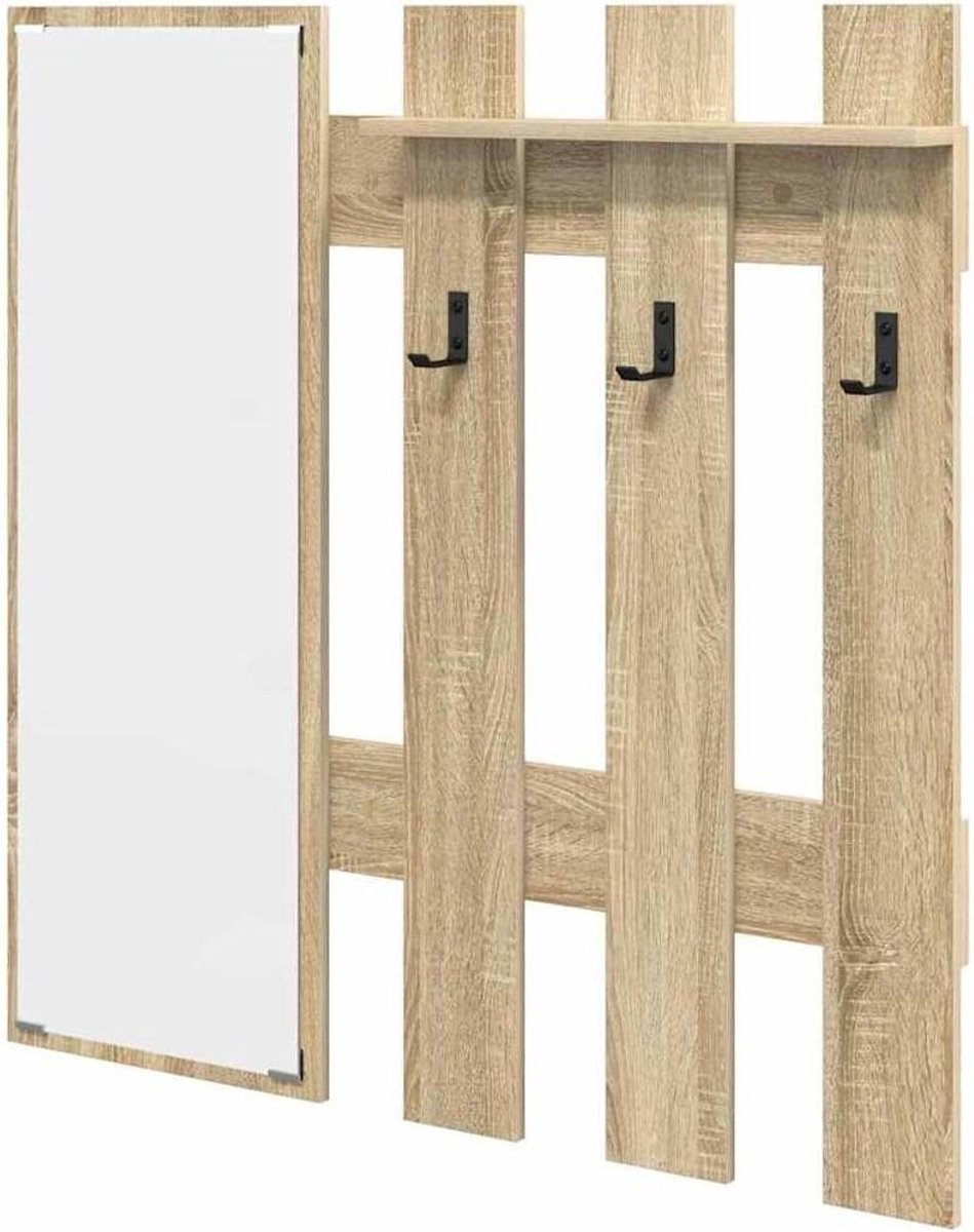 Wandgemonteerde kapstok met spiegel sonoma eiken 100 x 10 x 100 cm moderne zwevende wandpl