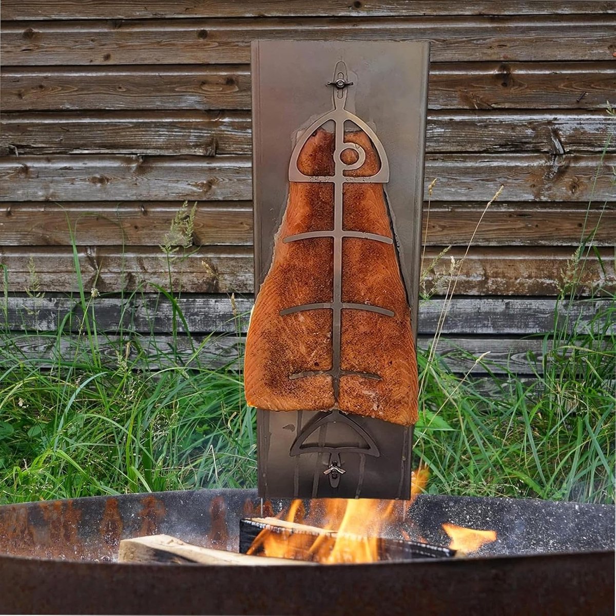 Vlammen Vleesspiesjes - Grillhouder Plat - Barbecue Accessoires - Hittebestendig Roestvrij Staal - 54x14x4 cm - Zilverkleurig