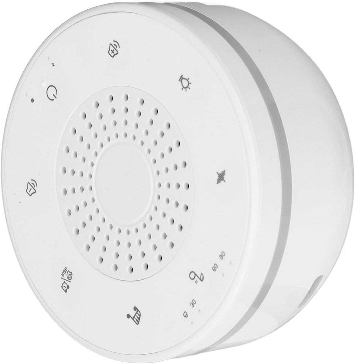 Witte Ruismachine - Slaapgeluiden Apparaat - Ontspanning en Slaap - 30 Verschillende Geluiden - 1000 mAh Batterij - Wit