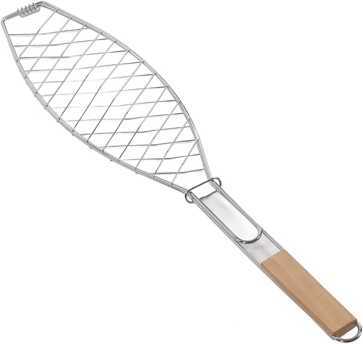 Visgrillmand - BBQ mand - Buiten koken - Roestvrij staal - Compact formaat - Zilver