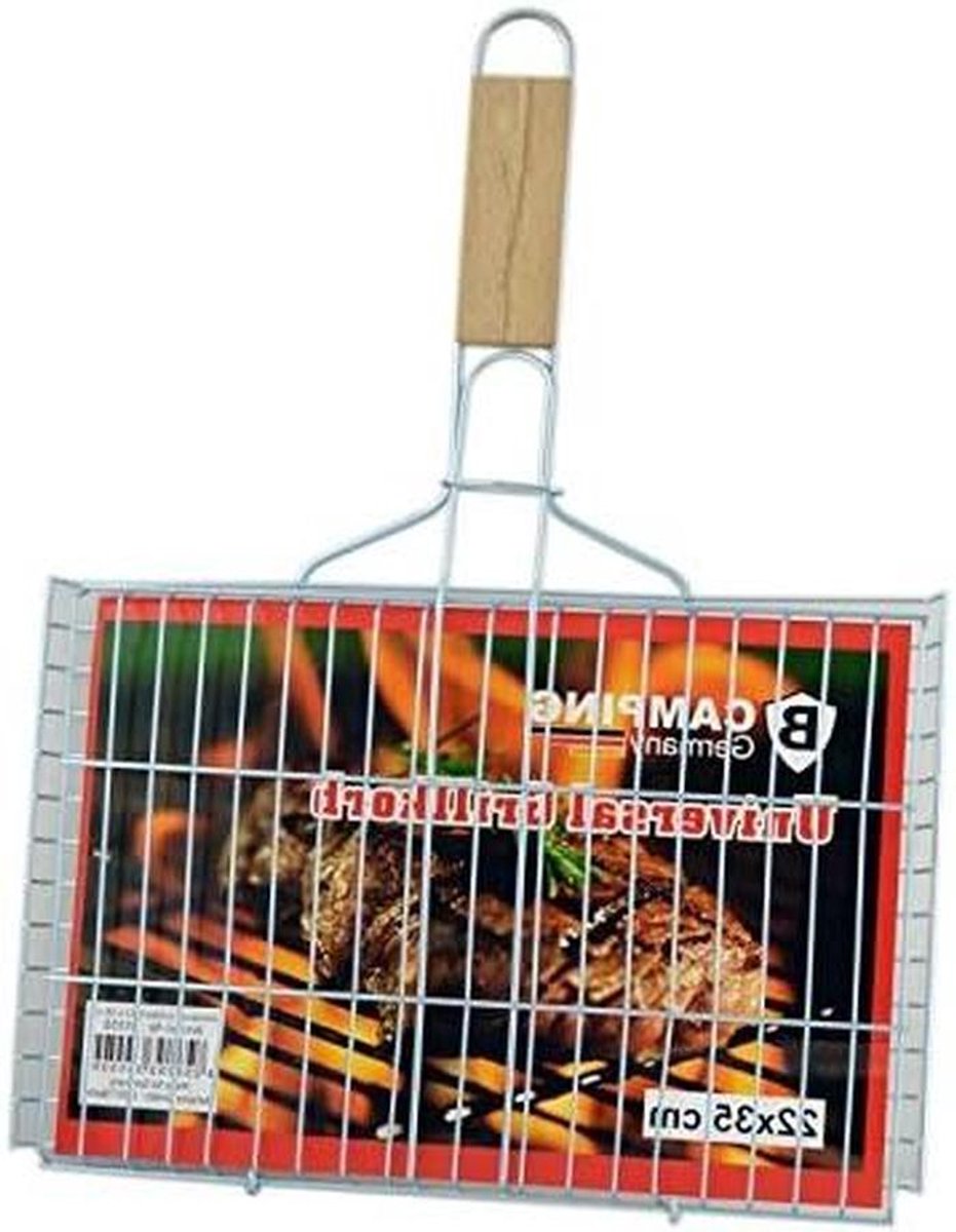 Grillmand - Visbrader - Buiten koken - Opvouwbaar en afsluitbaar - 22 x 35 cm - Metaal