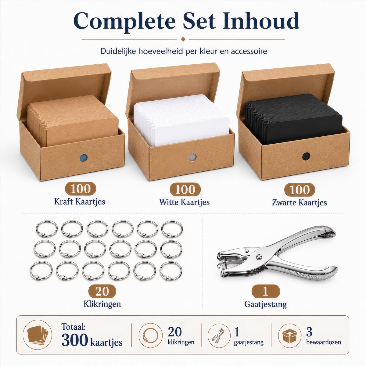 300 Stuks Blanco Mini Kraft Kaarten met 20 Klikringen & Papier Gaatjestang - Flashcards in Bewaarbox - Systeemkaarten Ringen - Karton Flitskaarten - Kraftpapier Cadeaulabels/ Bedankt Kaartjes - Lege Wenskaarten\Naamkaartjes - Kleine Verjaardagskaart — cadeau in Hobby - foto 3