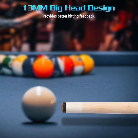 Biljartkeu - Poolstok - Poolen - Tweedelig ontwerp - 147 cm - Meerkleurig — afbeelding 2