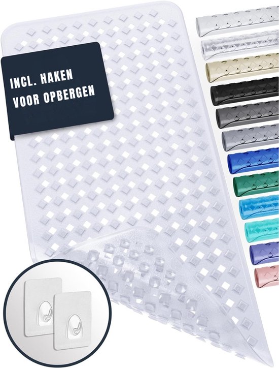 Quvo® Badmat antislip voor in bad - Douchemat antislip voor douche - Badmat antislip - Transparant - 88cm x 39cm x 3cm