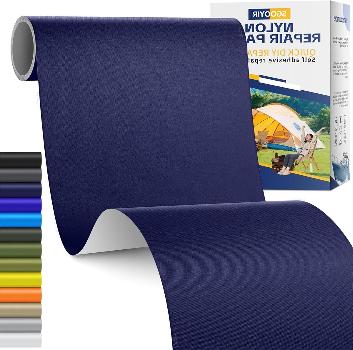 Reparatiepleisters - Nylon patches - Outdoor reparaties - Sterke waterdichte hechting - 15x160 cm - Donkerblauw