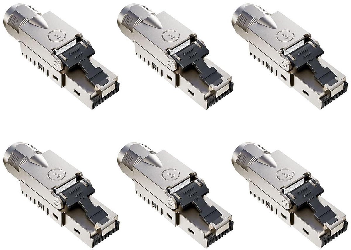 Netwerk Plug - RJ45 Connector - Kabels Maken - Gereedschapsloos Monteren - 6 Stuks - Metaal