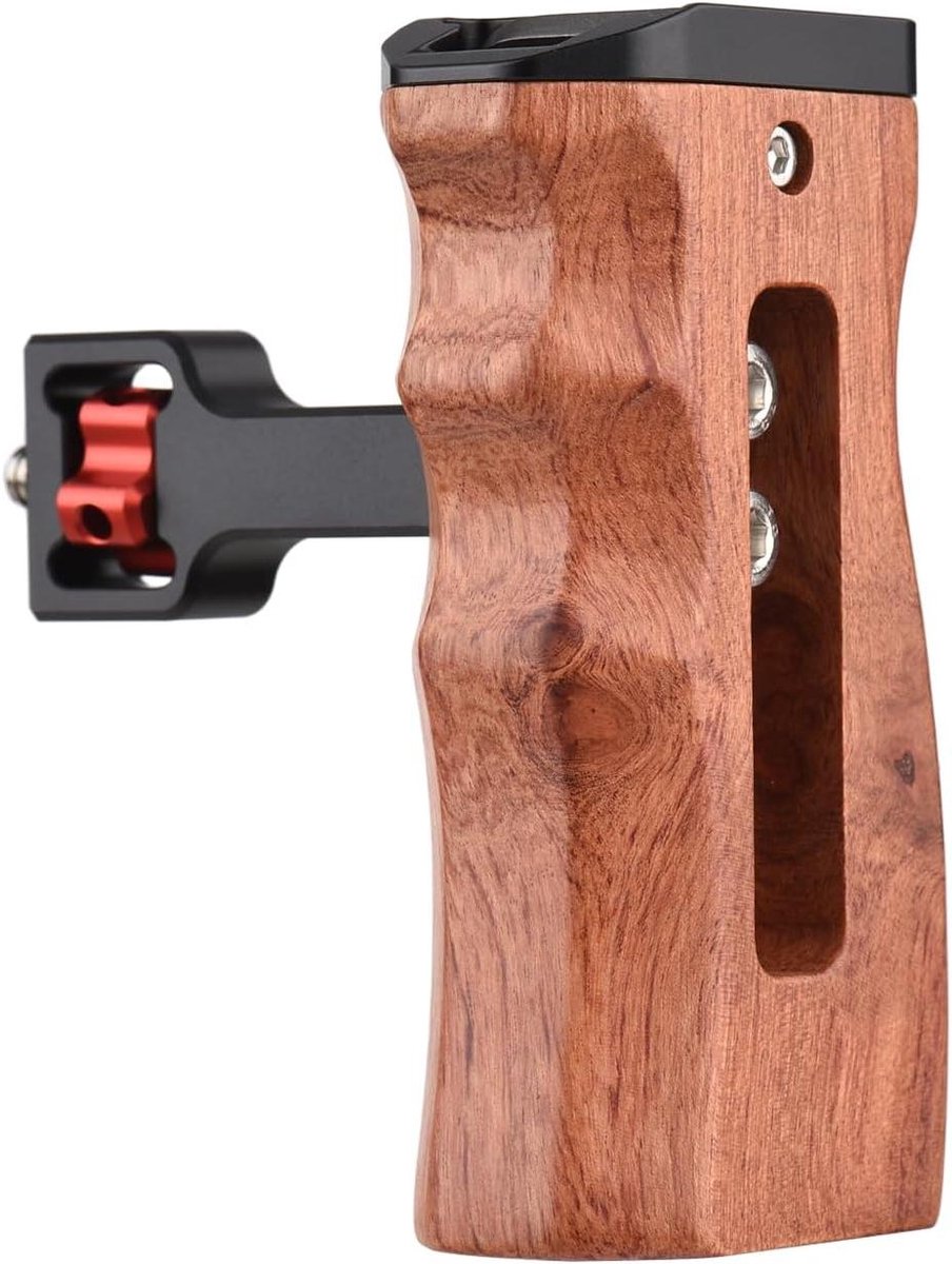 Houten Zijgreep - Camera Handgreep - Video Opnames - Verstelbaar Ontwerp - 13 x 9 x 6 cm - Houtkleurig
