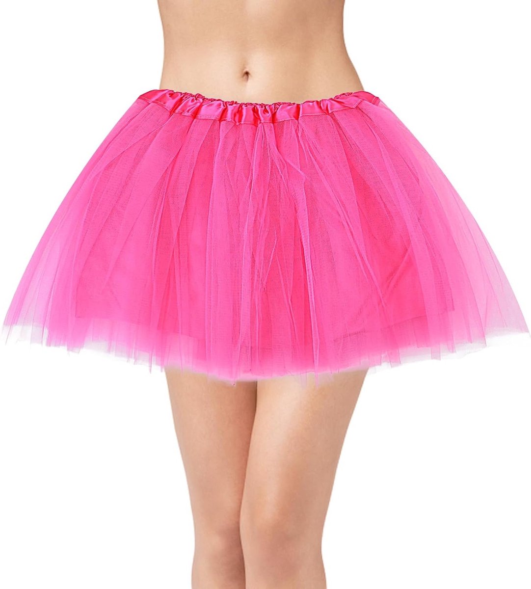 Dames Tulle Rok in Roze Rood met 3 Lagen voor Carnaval, Feest en Dans - Perfect voor Halloween en 80s Outfits
