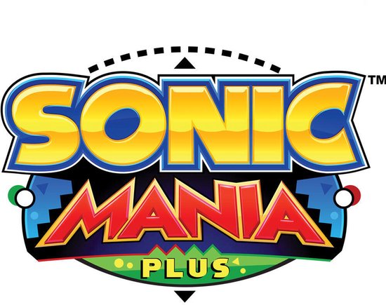 Het Sonic Mania Plus logo met Sonic, Tails en Knuckles.