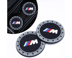 JeiibrZui Universele Auto Bekerhouder Matjes - Silikonen Anti-Slip Onderzetters - 2 Stuks - Zwart/Wit Design voor BMW M Serie, X Modellen en Meer