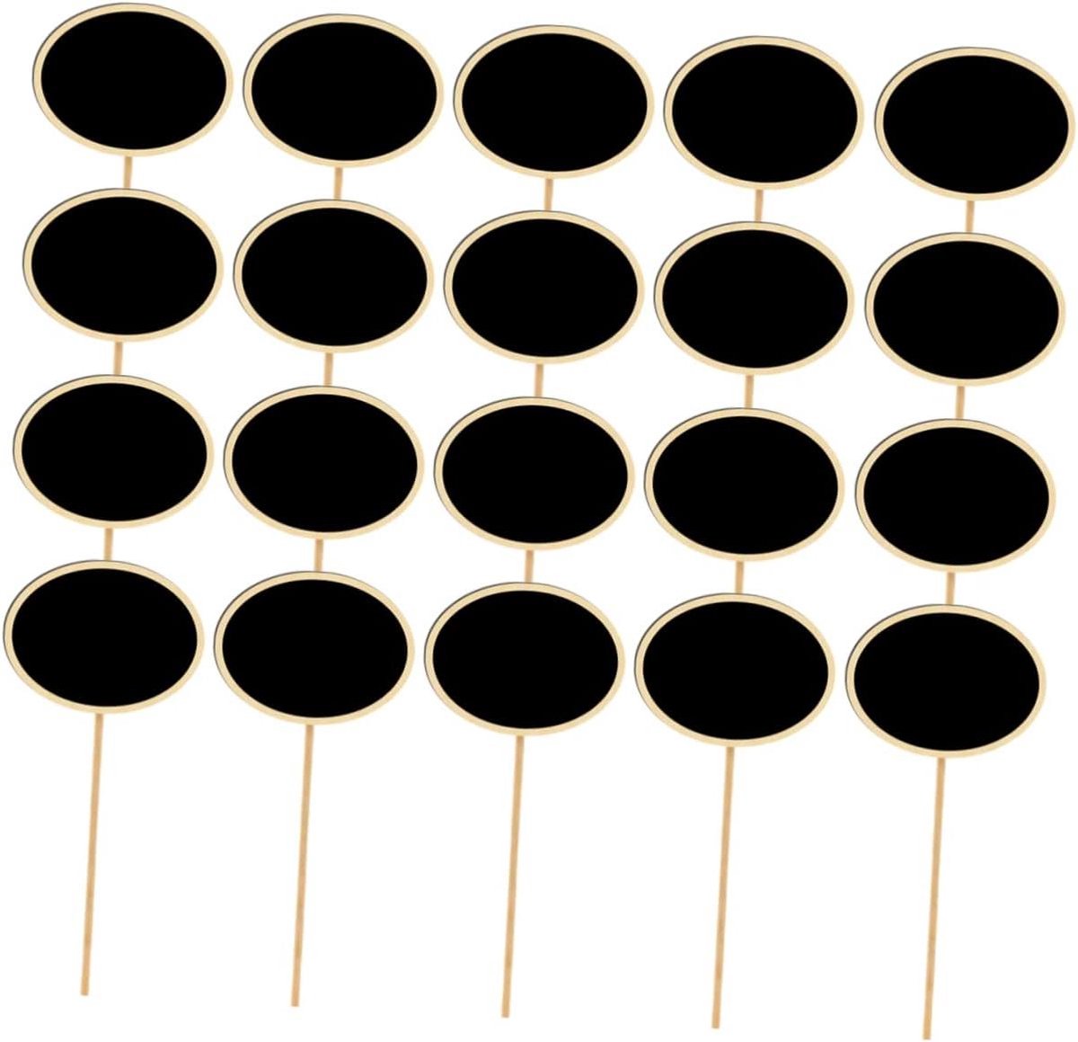 Houten Bordjes - Plantenlabels Krijtbord - Tuin Decoratie - Ovale Vorm - 20 Stuks - Zwart