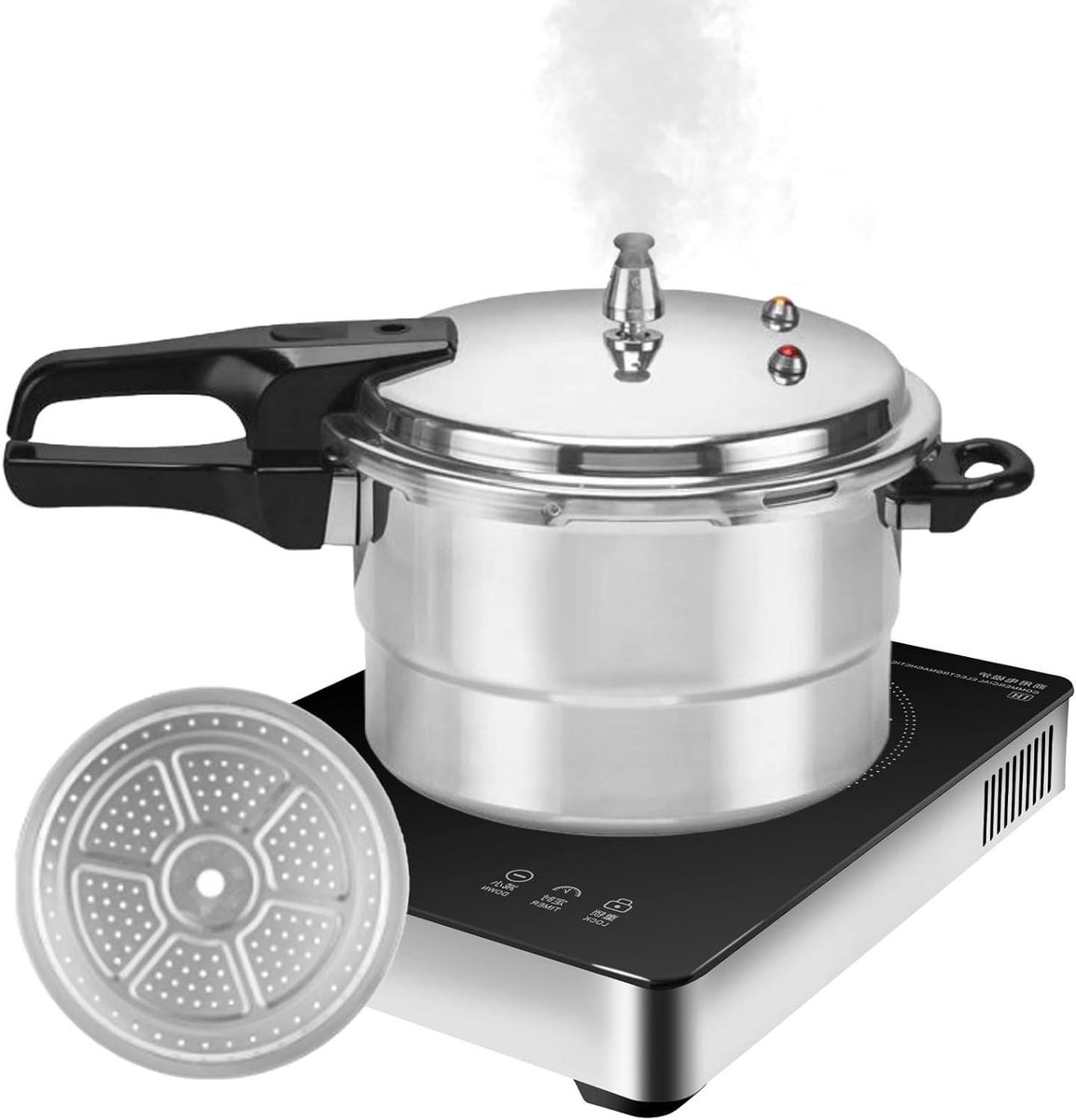 Snelkookpan - Drukpan Aluminium - Snel Koken - Met Stoominzet - 5 Liter - Aluminiumkleurig