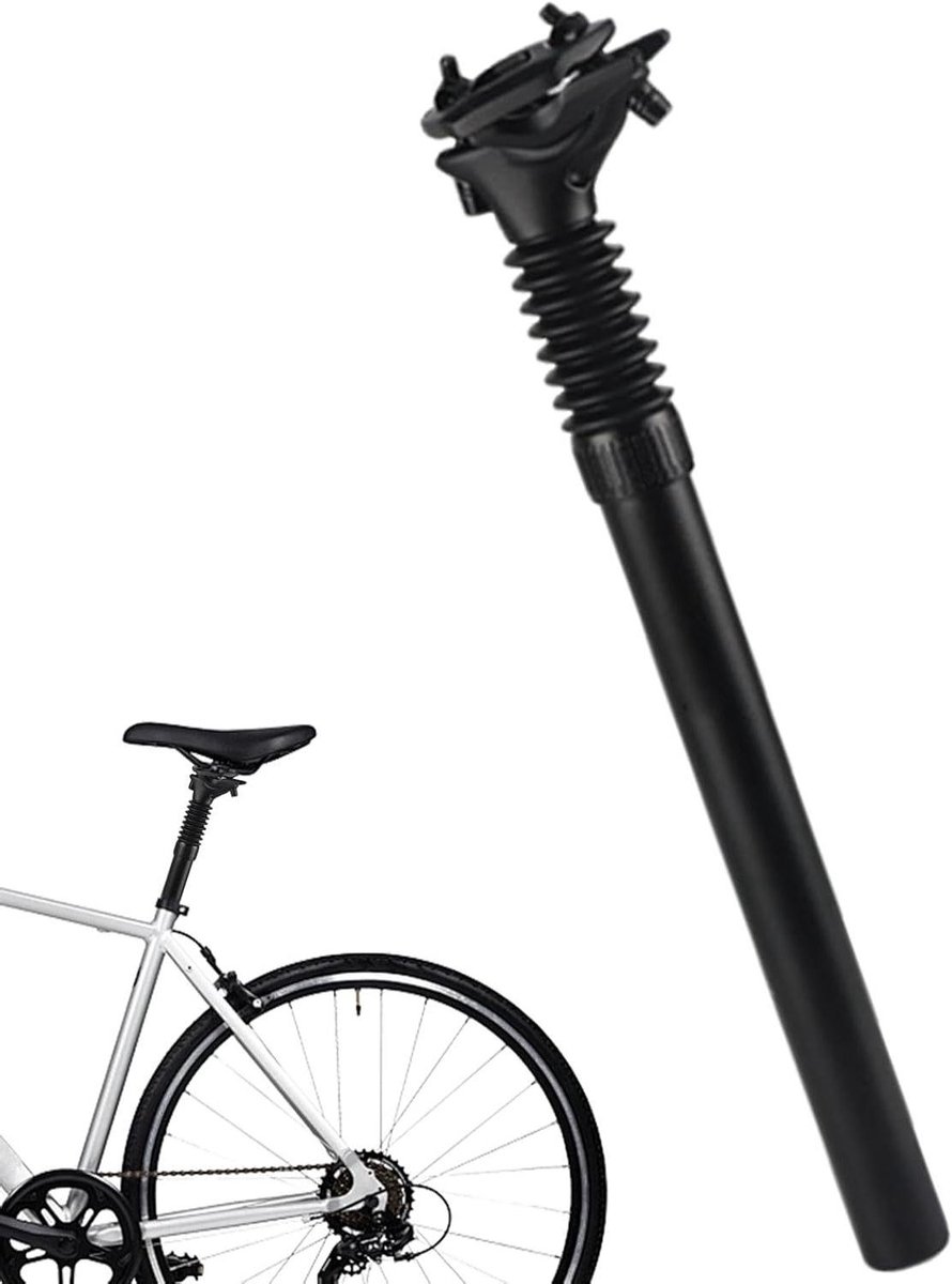 Geveerde Zadelpen - Schokdemper Zitbuis - Comfortabel Fietsen - Veerdemping Technologie - 27.2 x 350 mm - Zwart