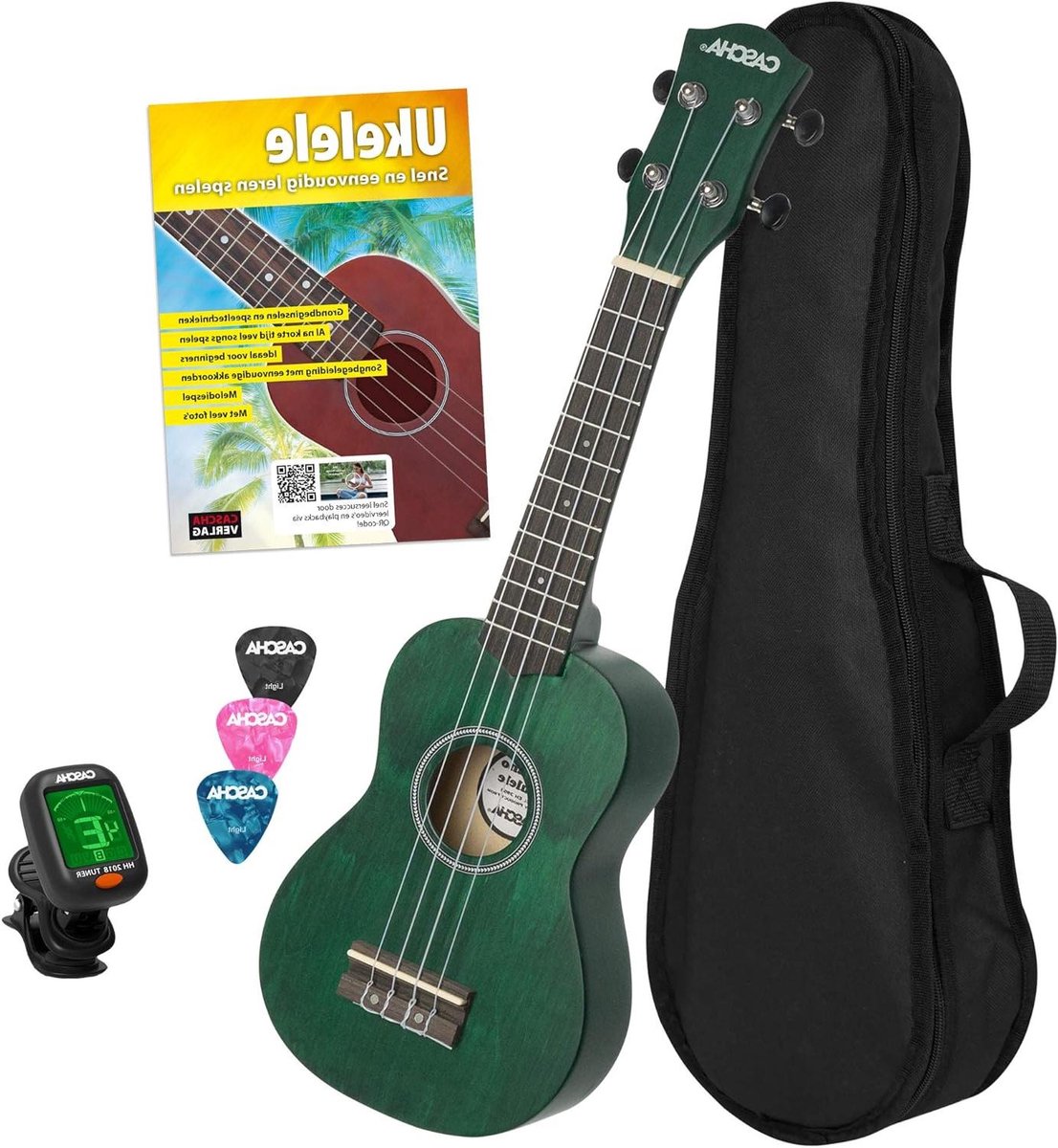 Soprano Ukulele Set - Hawaii Gitaar - Muziek Leren - Aquila Nylon Strings - Sopran Size - Groen