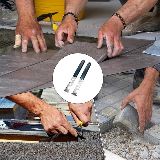 Tegel Verwijderaar - Voegverwijderaar Stenenlifter - Terras Herstellen - Ergonomisch Handvat - 2 Stuks - Zwart — afbeelding 3