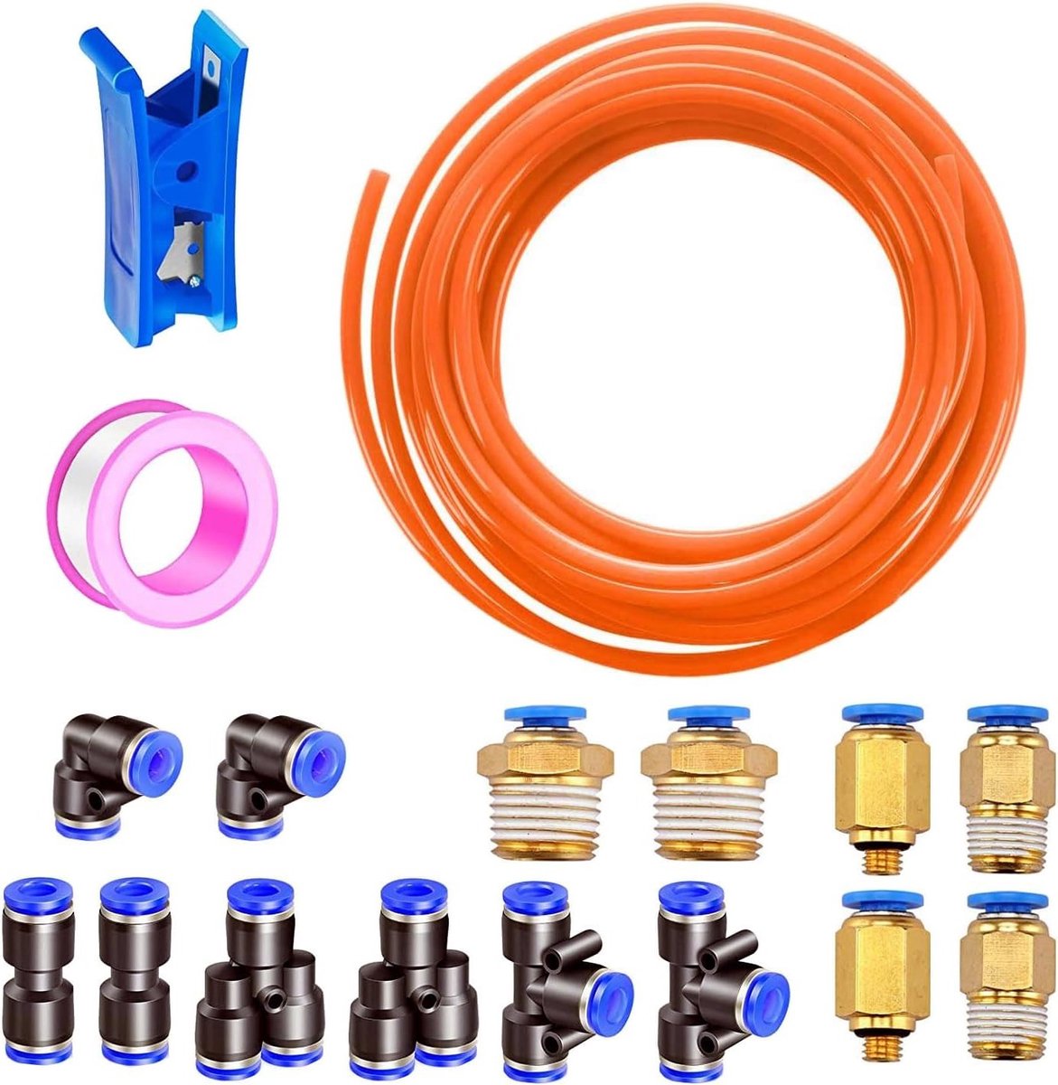 Oranje Pneumatische Slang 4mm OD, 2.5mm ID, 15m Polyurethaan Lucht Slang voor Pneumatische Apparaten, Snelle Ontkoppeling en Toebehoren