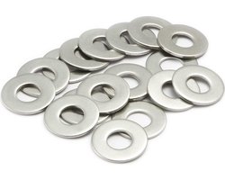AMLOOPH Washers M3, large flat washers, M3 x 7 mm thickness, 0.5 mm stainless steel, washers DIN125, A2, V2A (50 pieces) stainless steel discs for screws and nuts and