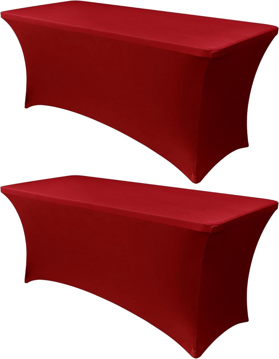 2-Stuks Stretch Tafelkleed Bordeaux - 183x75cm×75cm - Spandex - Voor Partytafel & Beurs