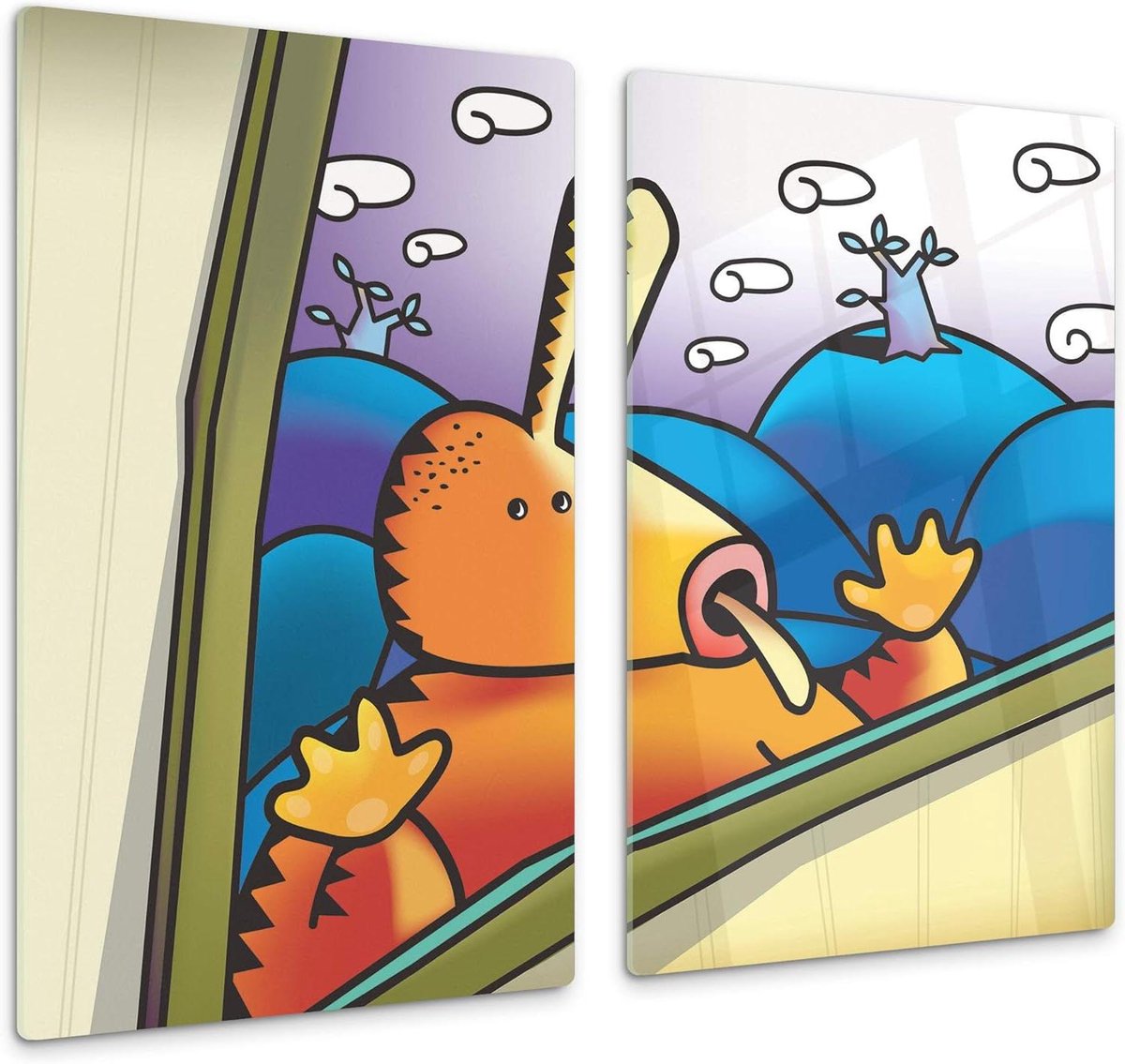Inductiekookplaatafdekking Glas - Snijplank Keukenbord - Werkblad Beschermen - Slagvast Gehard Glas - 60 x 52 cm - Window