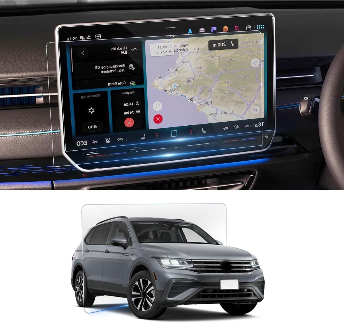 Set van 2 Nano Navigatiefilms voor VW Tiguan 3 (2024-2025) - 15 Inch, Krasbestendig en Perfecte Bescherming voor Accessoires