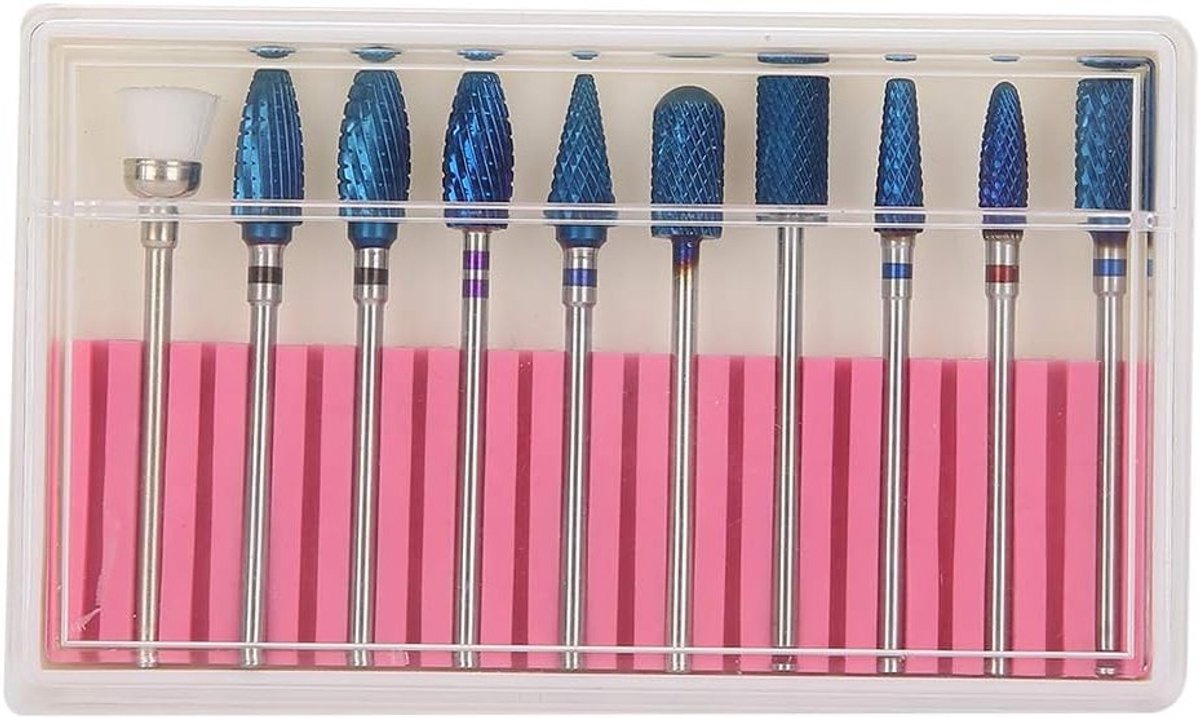 10-delige nagelboorset met slijpkoppen en polijstaccessoires voor manicure en pedicure