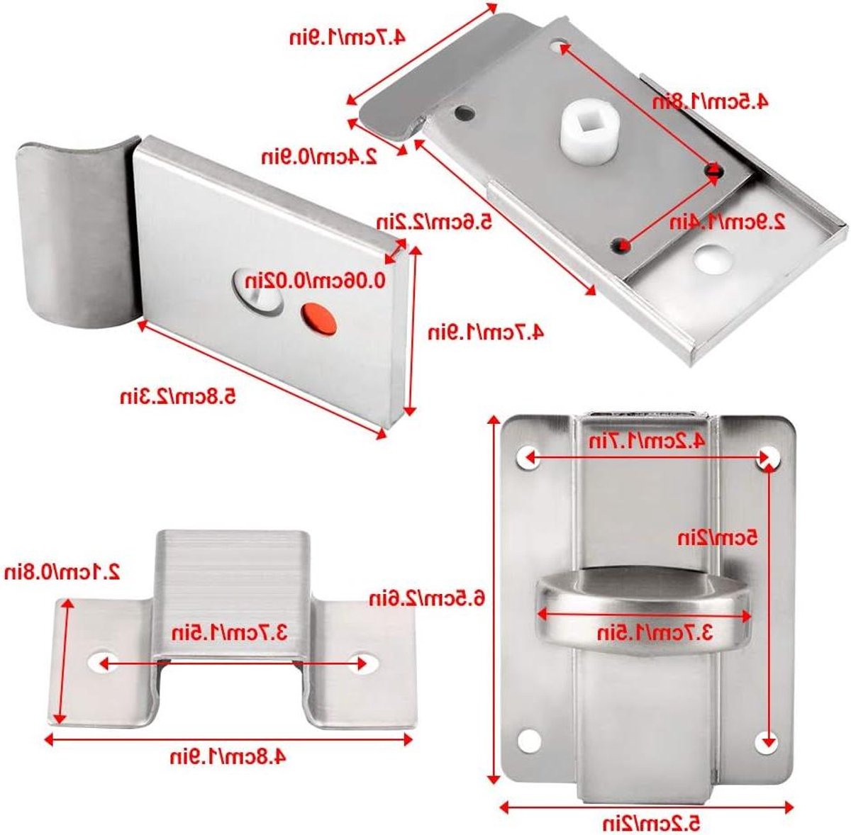 Deurslot met Indicator - WC Slot - Privacy Beschermen - Rood Groen Indicatie - 10 x 8 x 5 cm